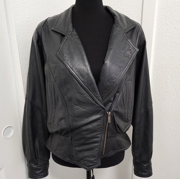 Wilson's Black Thinsulate Corset Back Classic Moto Leather Jacket - Picture 1 of 10